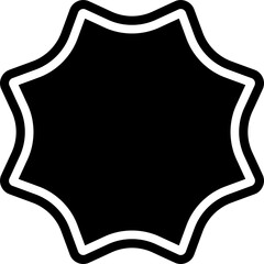 Abstract black eight-pointed star shape with double white border on a white background