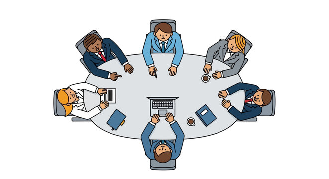 Diverse Business Team Collaboration in Productive Boardroom Meeting; Executives Discussing Strategies and Ideas Around Oval Table