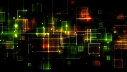 Abstract digital design with glowing squares