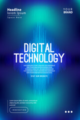 Poster brochure cover banner presentation layout template, Technology digital futuristic internet network connection blue background, Abstract cyber future tech communication big data science