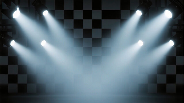 Spotlights on checkered wall