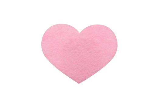 Minimalist Pink Heart Felt on Transparent Background - Symbol of Love and Romance