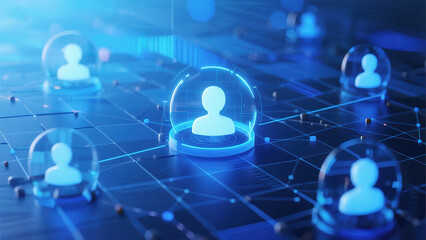 Digital network with human icons
