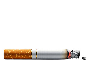 Conceptual cigarette with lined paper wrap, transparent PNG for editorial, health, and awareness designs.