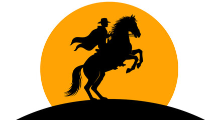 Silhouette of a equestrian rider against a sunlit backdrop conveying the essence of freedom and