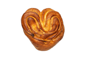 Heart-Shaped Brioche: Golden Brown, Sweet, and Perfect for Valentine's Day and Pastry Lovers. Transparent background.