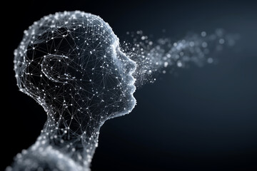 Silhouette of a man's head reflecting a network of thoughts and ideas