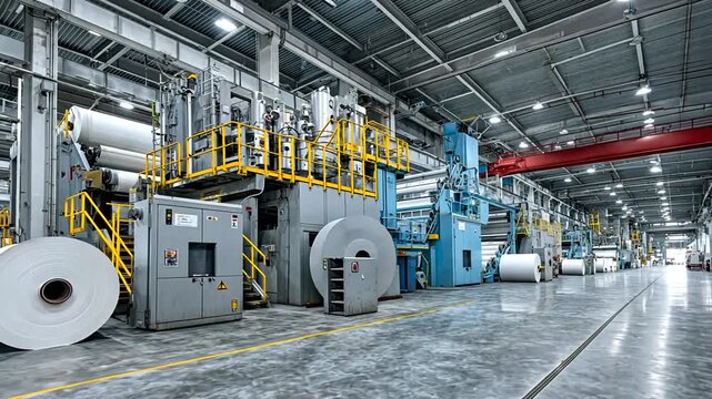 Modern industrial manufacturing facility showcasing high-tech machinery and assembly lines