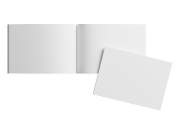 A5 / A4 Landscape Magazine White Blank 3D Rendering Transparent Background Mockup PNG