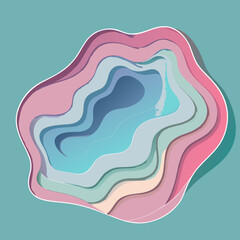 paper cut-out 3D layered effect, pastel colors, large print friendly