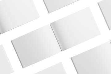 A5 / A4 Landscape Magazine White Blank 3D Rendering Transparent Background Mockup PNG