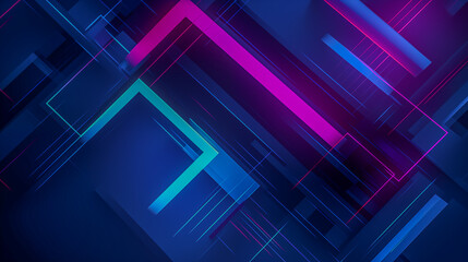 Obraz premium Futuristic Abstract Geometric Background with Neon Lines and Dar