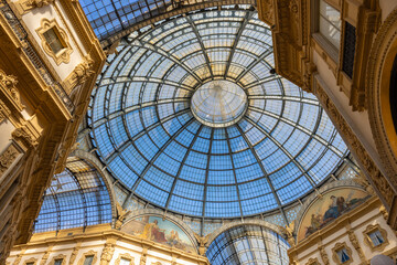 The interior of the Galleria Vittorio Emanuele II in Milan, Italy. 1