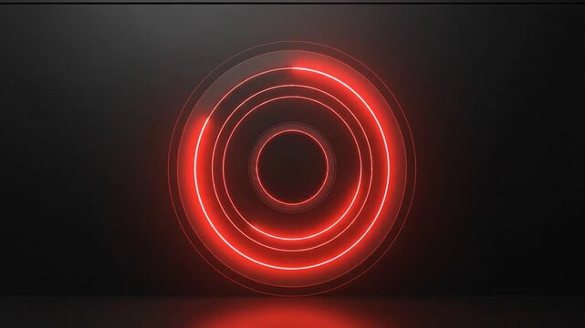 Futuristic minimal red-edge HUD rings animate over a sleek matte black broadcast screen