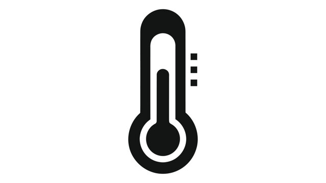 Black and white icon of a thermometer representing temperature sensors and monitoring isolated on white background