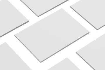 A5 / A4 Landscape Magazine White Blank 3D Rendering Transparent Background Mockup PNG