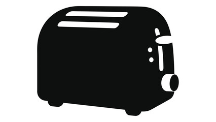 Black silhouette icon of a modern smart toaster with auto heating function, simple graphic design isolated on white back