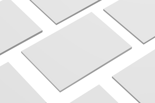 A5 / A4 Landscape Magazine White Blank 3D Rendering Transparent Background Mockup PNG