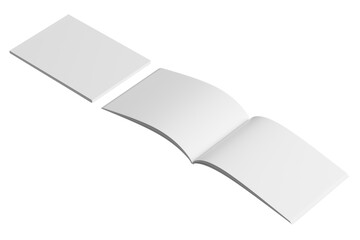 A5 / A4 Landscape Magazine White Blank 3D Rendering Transparent Background Mockup PNG