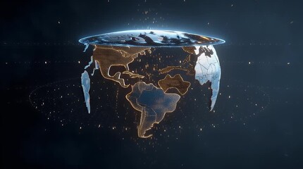 Futuristic Flying Saucer High Above Earth with Glowing Light and Technology - Powered by Adobe