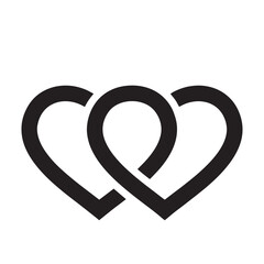 Two intertwined hearts isolated on, symbolizing love, connection, and unity, perfect for wedding invitations, valentines day cards, and romantic designs