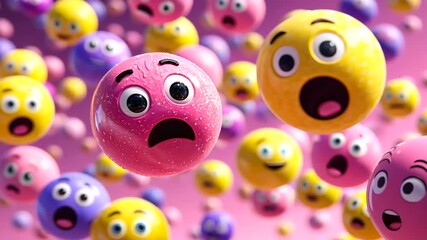 Animated collection of colorful shocked faces with exaggerated expressions and wide eyes