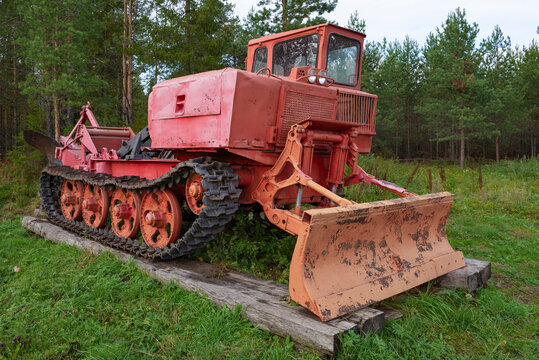 SHARYA, RUSSIA - SEPTEMBER 24, 2018: Skidder TDT-55 is close-up on a September day. Kostroma region