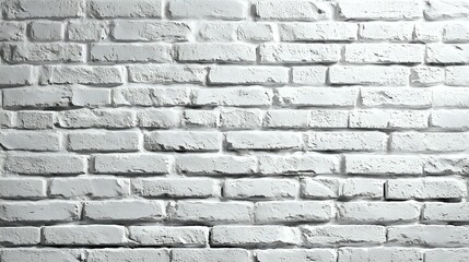 Fototapeta premium White painted brick wall texture with rough surface and visible mortar joints, ideal for modern interior design backgrounds.