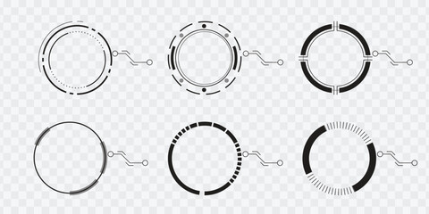 Futuristic circular HUD elements and tech interface rings