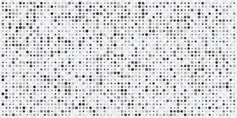 Monochrome halftone background with random dots. Digital texture, data, and abstract pattern.
