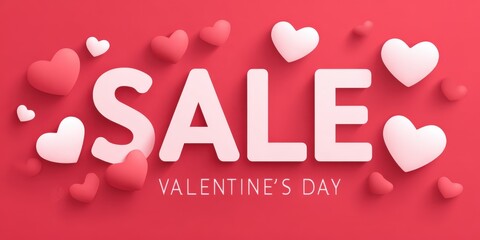 Valentine's day sale discount promotion with floating hearts