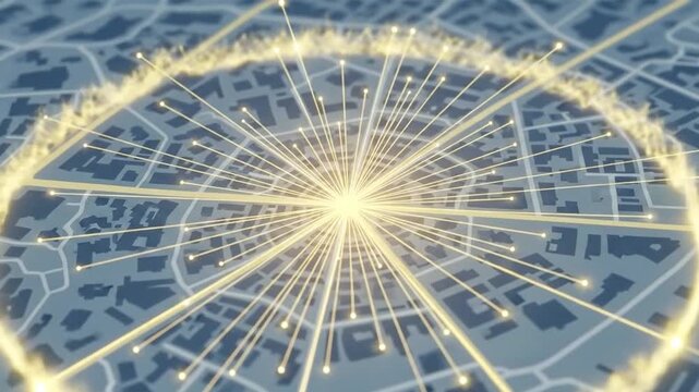 Animated digital map pulses with highlighted locations for modern presentations