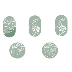 Elegant hand and floral element collection isolated on, perfect for branding, beauty, spa, and wellness designs, offering a touch of nature