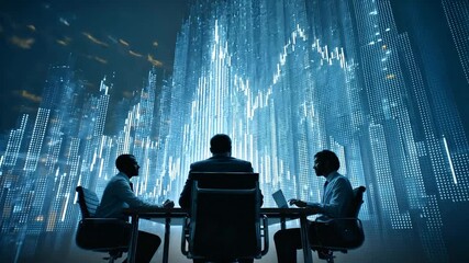 Futuristic Digital Data Concept with Business People Analyzing Technology Interface - Powered by Adobe