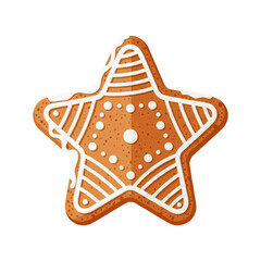 Festive Star-Shaped Gingerbread Cookie A Delicious and Decorative Christmas Treat Illustration