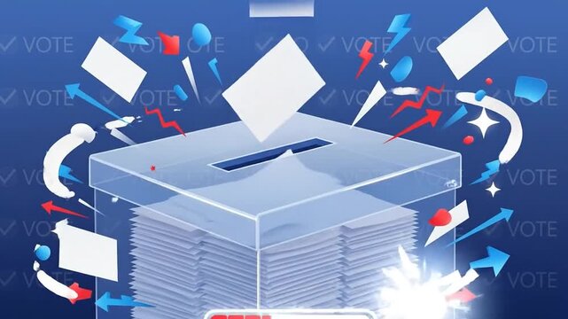 Vote animation with ballot box for elections and democracy promotion campaign