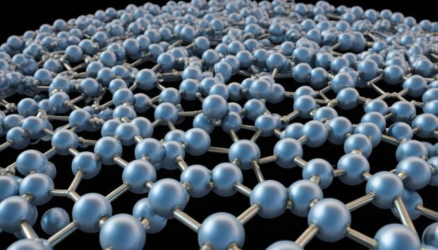 Graphene atomic structure in 3D rendering providing a visually stunning and complex design for