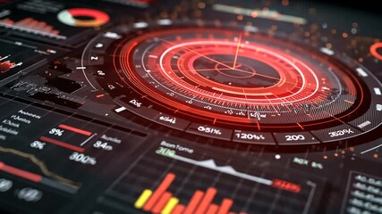 Dynamic futuristic data visualization with high-tech interfaces and holographic elements - Powered by Adobe