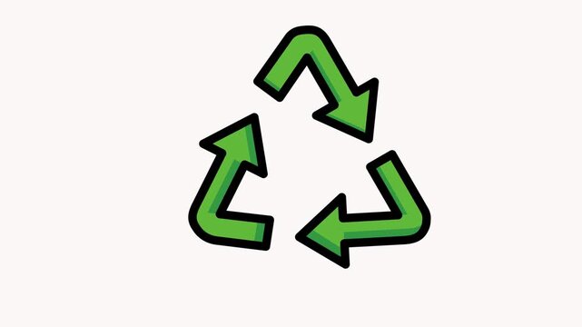 Animation icon features a green recycling symbol made of three curved arrows forming a continuous loop, representing reuse, waste reduction, and environmental responsibility. Its clean and modern styl