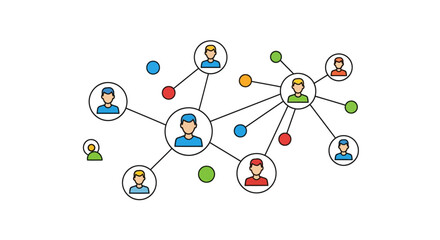 Illustration depicting a connected network of individuals emphasizing interconnectedness and