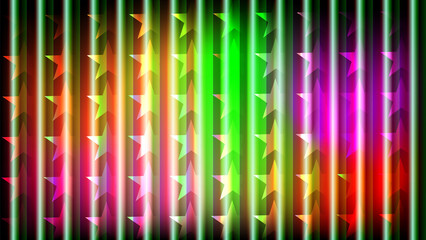Vibrant multicolored abstract background with glowing vertical lines and sparkling stars, creating a dynamic and festive light show design element