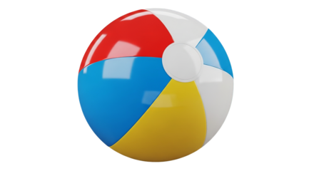 A classic colorful beach ball isolated against a black backdrop, ready for summertime fun and games.