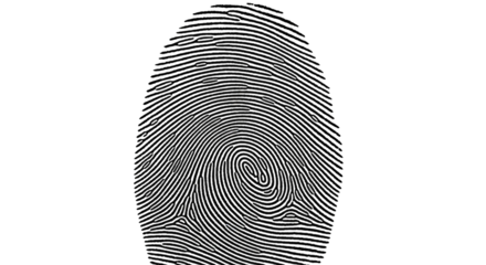 A gigapixel low resolution image shows an abstract fingerprint on a stark black background