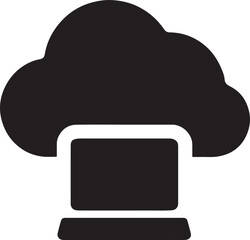 Cloud SaaS service icon showing online software access and digital platform tools in solid vector style.