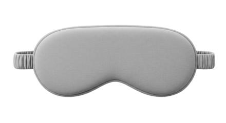 A light gray sleep mask resting against a black background promising restful, restorative darkness.