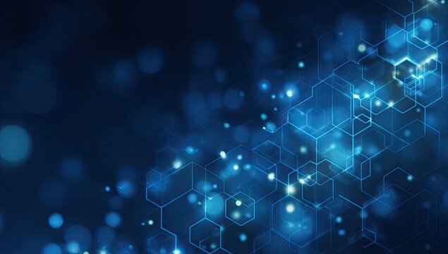 Abstract digital backdrop with glowing hexagons (1) - Powered by Adobe