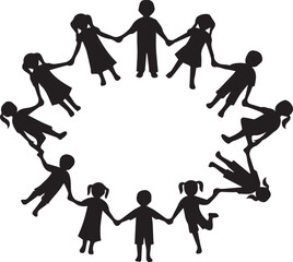 Diverse children holding hands in circle celebrating global unity and human rights day