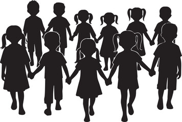 Diverse children holding hands celebrating unity and human rights day together