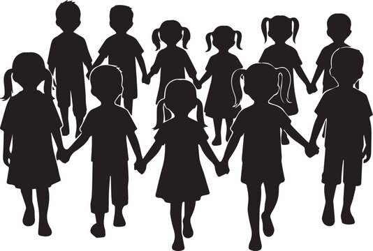 Diverse children holding hands celebrating unity and human rights day together