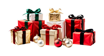 Various New Year gifts are visible, on a white background